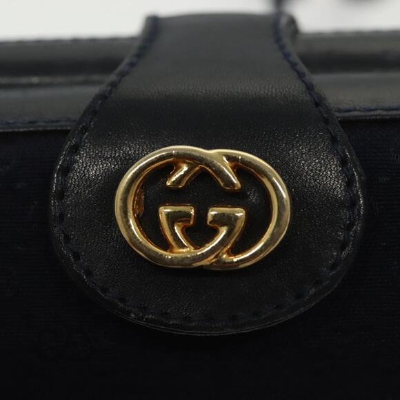 GUCCI Micro GG Canvas Shoulder Bag Vintage Navy Gold - Picture 14 of 16